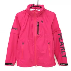 【新品】パーリーゲイツ 2WAYレインジャケット ピンク×黒 総柄地模様 裾ドローコード  レディース 0(S) ゴルフウェア PEARLY GATES