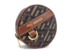 ■極美品■ VERSACE ヴェルサーチ レザー 総柄 ポーチ マルチケース 小物入れ レディース メンズ ブラウン系×ブラック系 AY6838のサムネイル