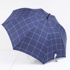   Wpc. ワールドパーティー 傘  USED美品  ネイビー 格子 メンズ 男女兼用 白ベルト  ジャンプ 65cm  T BT2114