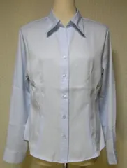 【春夏クリアランス！！】【ブルー　シャツ　ブラウス】【紫外線遮蔽加工生地使用】【仕事服】レディス　パウダーソフト生地＆カラー無地の長袖シャツブラウス＜サックスブルー：Ｌサイズ＞【２７０９２１】【フレッシャーズ】【ユニフォーム】【カラー　シャツ】のサムネイル