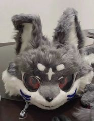 着ぐるみヘッド ウサギ耳 紫 兎面 全頭ヘッド ケモノ マスク