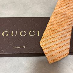美品 GUCCI グッチ シルク 100％ オレンジ G柄 254-707