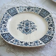 フランスヴィンテージ ブルーフラワー コンポートプレート | Mercari