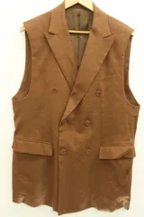 【中古】 SOFTHYPHEN メンズジャケット 3 DOUBLE BREASTED NO SLEEVE JACKET SOFTHYPHEN 3 茶 ブラウン 無地