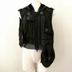 #anc エイココンドウ EIKO KONDO ベスト・ジレ 42 黒 ジップアップ 変形 メッシュ フード付き ショート丈 レディース [948227]