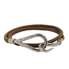 HERMES ブレスレット ジャンボチョーカー ブラウン レザー シルバー金具