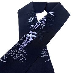 R-1251　半衿　刺繍半衿　黒　絹　レディース　和装小物