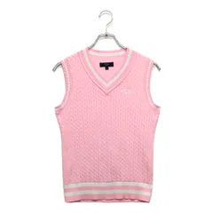 中古 レディース キャロウェイ Callaway ベスト M ピンク Vネックニット ケーブル編