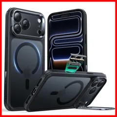 ブラック Pro用 17 17 アイフォン Classicシリーズ 傷防止背面 カメラコントロールカバー ケース ケース いphone17Pro マグネット搭載 隠れスタンド 25Wの高速充電に対応 MagSafe対応 耐衝撃 耐黄変 落下保護 2層構造カメラ