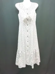 ◇ ◎ JILL STUART フェミニン シンプル ドット ストライプ ロング丈 ワンピース サイズ2 ホワイト レディース E  【1310300011668】