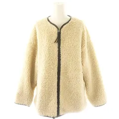 シンプリシテェ SIMPLICITE 24AW ボアパイピングブルゾン ノーカラージャケット アイボリー 黒 ブラック /ES ■OSのサムネイル