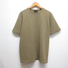 テットオム TETE HOMME 美品 タック ジャガード クルーネック 半袖 Tシャツ L カーキのサムネイル