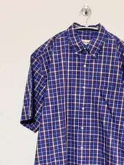 【Eddie Bauer】90s 白タグ S/S ボタンダウン チェックシャツ M エディーバウアー ヴィンテージ 古着