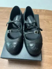 CHANEL / メッシュ×エナメル メリージェーン 36 白黒 ココマーク CHANEL / メッシュ×エナメル メリージェーン 36 白黒 ココマーク