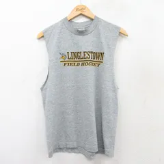 M/古着 フルーツオブザルーム ノースリーブ ビンテージ Tシャツ メンズ 90s リングルズタウン フィールドホッケー クルーネック グレー 霜