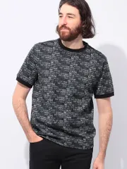 EMPORIO ARMANI (エンポリオアルマーニ) EA7モノグラム ロゴプリント クルーネック 半袖 Tシャツ EA77M208AF12874 ブラック