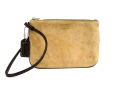 ■美品■ COACH コーチ スエード×レザー マルチポーチ マルチケース 小物入れ リストレット ベージュ系×ブラウン系 DJ7338