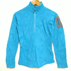 アウトドアコーデ◎【Eddie Bauer】エディーバウアー ハーフジップ フリース ジャケット POLARTEC 水色 キャンプ 登山 トレッキング スポーツ 野外フェス 羽織 ジャンパー ブルゾン トップス 女性 レディース サイズ XS / M45w