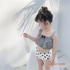 キッズ 水着 女の子 韓国 子供 みずぎ チェック柄 小学生 ファッション プール ドット柄 海水浴 海 ガールズ 子ども用  vii3w511193