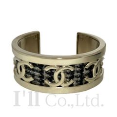 CHANEL　シャネル　ココマーク　バングル　AB9487　B22K　メタル　ツイード　ゴールド　＃S　ブランドジュエリー　アクセサリー　ブレスレット　オープン　Sサイズ　5モチーフ　GP 　CC　COCO【中古】【72396】