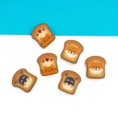 デコパーツ 2個セット アニマル食パン アクリルパーツ 約2cm キャラクタープリント ハンドメイド材料 ねこ 犬 かわいい スマホデコ 手芸 pt-2905