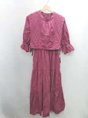 ◇ ⊂ w closet ダブルクローゼット 長袖 ロング丈 ワンピース サイズF ワインレッド レディース E  【1412260015806】