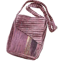 新品　ハンドメイド 　ショルダーバッグ　軽量　サコッシュ　ポシェット　高齢者　 パープルピンク　布製バッグ