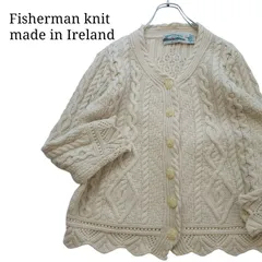 【アイルランド製】arancraft フィッシャーマンニット アランニット カーディガン レディース古着