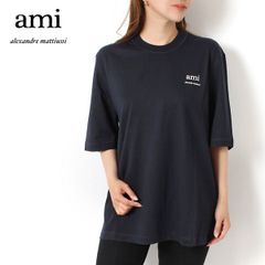 25SSモデル アミ アレクサンドル マテュッシ AMI Alexandre Mattiussi レディース ロゴプリント Tシャツ【4011 NAVY】 HTS048.JE0119 4011/【2025SS】l-tops