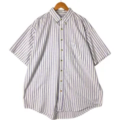 古着 90~00年代 エルエルビーン L.L.Bean マルチストライプ 半袖 ボタンダウン ストライプシャツ カナダ製 メンズXL相当/eaa557788