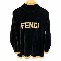 フェンディ FENDI  ヴィンテージ  パーカー トップス ベロア ロゴ 長袖 イタリア製 40 約S-Mサイズ 黒 ブラックのサムネイル