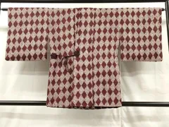 平和屋着物＃道中着　絞り　菱繋　正絹　逸品　CAAT5611id