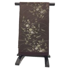 京やI537 正絹 紗 夏の絹帯 夏の袋帯 夏帯 盛夏・単衣兼用 紗袋帯 1948年創業 京都西陣織の老舗【西陣織物工業組合番号 NO.51】国定織物（株）桔梗 金糸銀糸 秋の草花 夏着物 単衣着物 5月6月7月8月9月に 単衣の時期から夏着物まで
