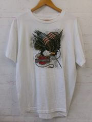 【中古】HARLEY DAVIDSON ﾊｰﾚｰﾀﾞﾋﾞｯﾄﾞｿﾝ ﾌﾟﾘﾝﾄTｼｬﾂ 半袖 ｸﾙｰﾈｯｸ US古着 ﾎﾜｲﾄ L 991865158