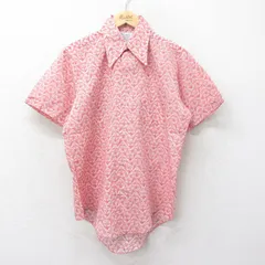 L/古着 半袖 シャツ メンズ 70s 総柄 赤他 レッド 24aug07 中古 トップス