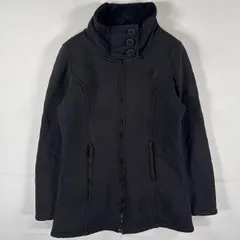 古着 ザ・ノースフェイス THE NORTH FACE ロングジャケット スウェット フルジップコート キルティング フリース M  ブラック レディース
