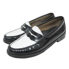 【美品】ジーエイチバス ローガン バイカラー コインローファー 黒白 ６ バス ローファー ローガン G.H.BASS WEEJUNS LOGAN LOAFER ジー