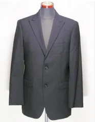 スーパー100ｓバーバリー黒ストライプ織ジャケット40R美品　 E418