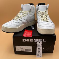 【28.5cm】DIESEL S-UKIYO MID/ディーゼル メンズ Dクオーターロゴ レザー ミドルカット ミッド スニーカー/WHITE ホワイト 白/EUR44/Y02675 PR013 T1015/ 服飾 (77-2025-0509-KO-005)