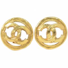本物 シャネル CHANEL ココマーク イヤリング GP ゴールド メッキ Coco Mark アクセサリー ジュエリー 中古 【フォロー割】