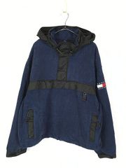 古着 90s TOMMY HILFIGER 黒×紺 2way フリース アノラッ