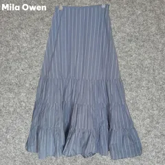 Mila Owen 青と白のストライプ フレアスカート Fサイズ