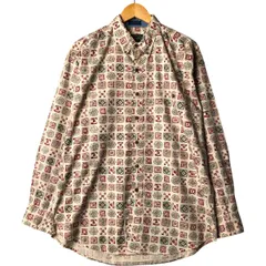 古着 80年代 ラルフローレン Ralph Lauren CHAPS チャップス 総柄 長袖 コットンシャツ メンズL相当 ヴィンテージ/eaa567484