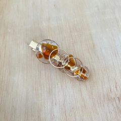 シーグラス×レジン　ヘアクリップ　クリア　ブラウン　ハンドメイド