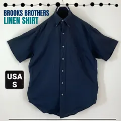 Brooks Brothers 濃紺 半袖リネンシャツ 新品タグ付き ブルックスブラザーズ 半袖シャツ リネン100
