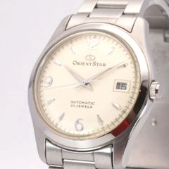 稼動品 オリエントスター ORIENT STAR 597302-70 自動巻 アナログ デイト アイボリー文字盤 メンズ腕時計