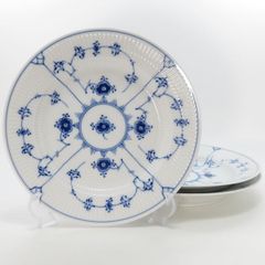 ロイヤルコペンハーゲン プレート■ブルーフルーテッド プレインレース Royal Copenhagen ディナープレート 25.5cm 大皿 3枚セット 1級品