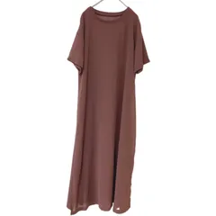OT1 【美品】SIMPLICITE　シンプリシティエ　半袖シアーワンピース　ロング　スリット　茶　ブラウン　レディース　フリーサイズ　重ね着　レイヤード　薄手　人気完売