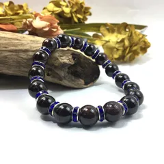 ガーネット パワーストーン ブレスレット 10mm (ダークブルー) 天然石ブレス 1月誕生石 メンズ・レディース 男性・女性  数珠 恋愛運 ○