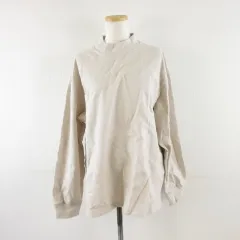 ユニクロ UNIQLO U ブラッシュドジャージーモックネックTシャツ 長袖 ベージュ XL *A978